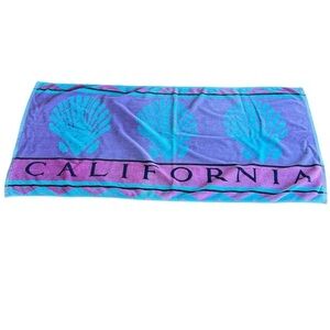 Vintage California Seashell Beach Towel Retro 26.5x57